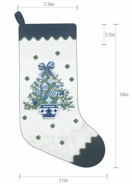 The Chinoiserie Tree Needlepoint Stocking (2 Sizes)