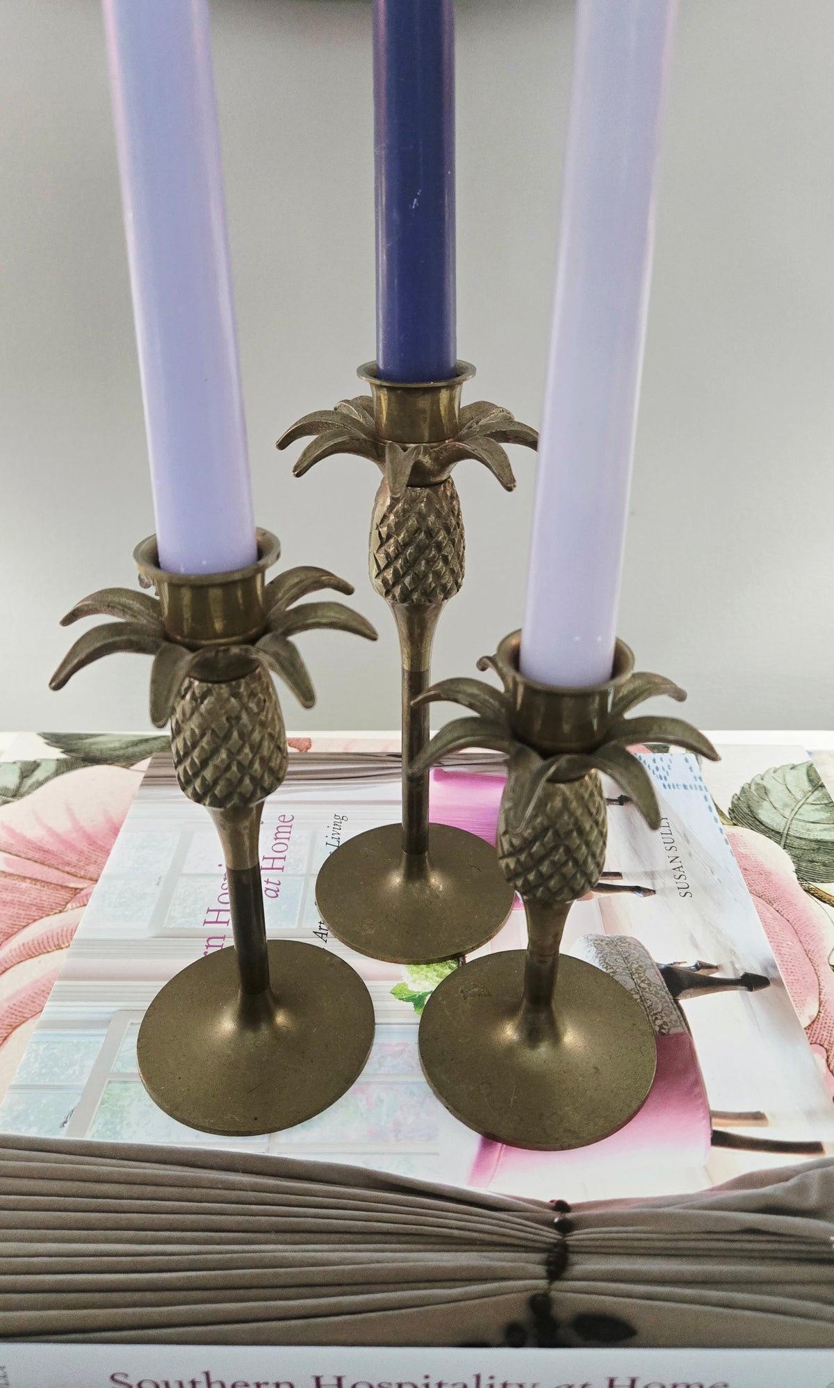 Vintage Brass Candlesticks - set of 3